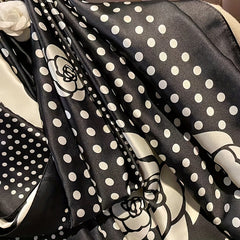 Silk Polka Dot Scarf Shawl Windproof Travel Headscarf