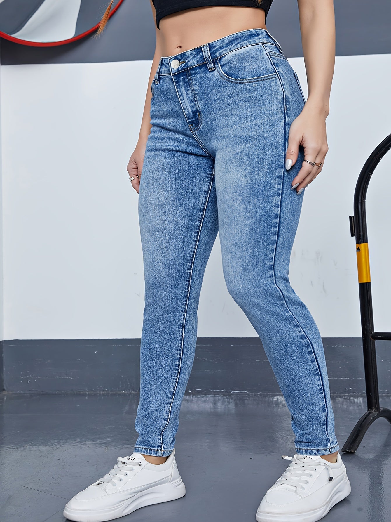 Women's Plus Button Fly Stretch Skinny Jeans