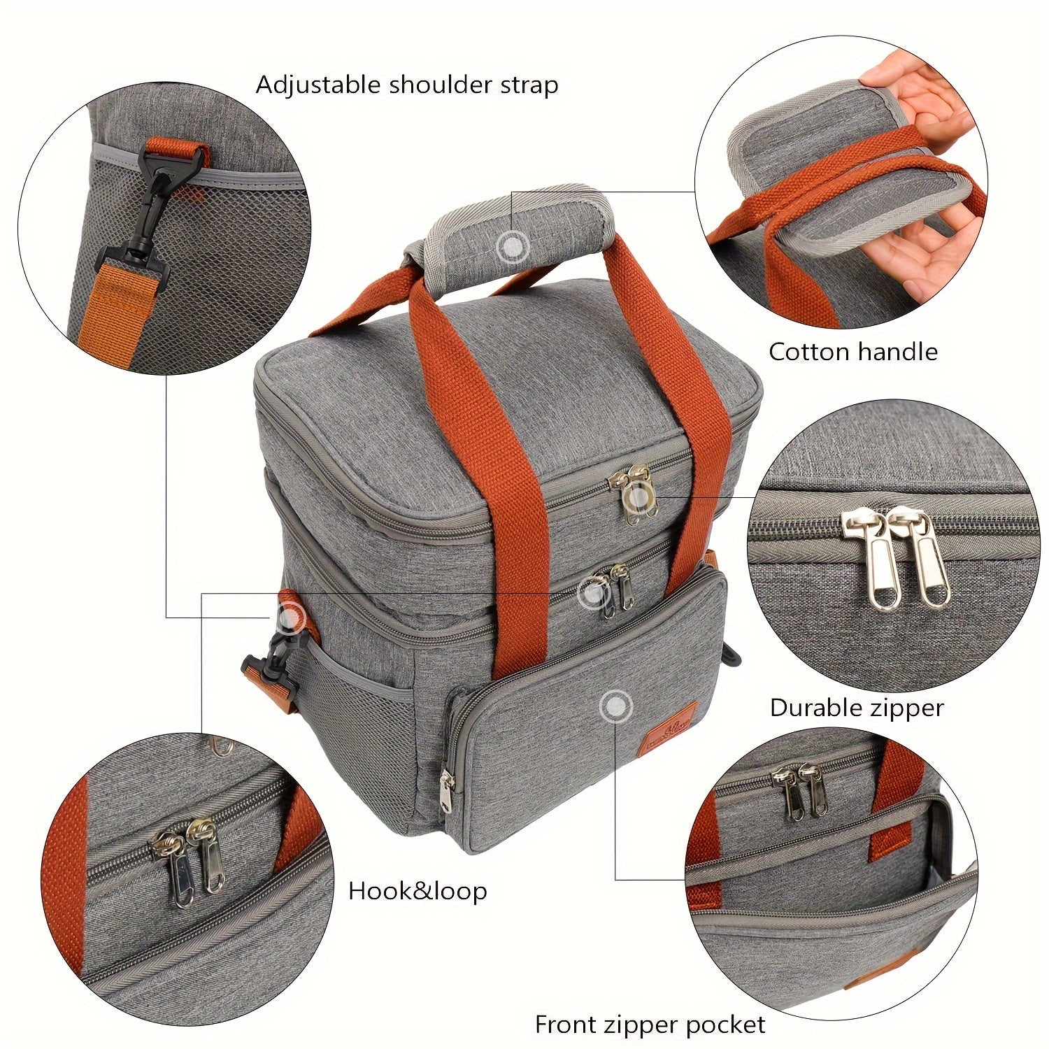 Insulated Lunch Bag Large Cooler Bag For Women Men Reusable Adjustable Strap