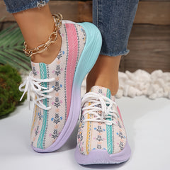 Casual Floral Print Running Shoes Breathable Lightweight Sport Sneakers
