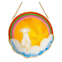 Colorful Heart Dog Round Acrylic Pendant Necklace