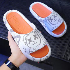 Men's Cartoon Bear Cloud Slides Casual Lightweight Anime Slippers