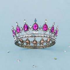 Baroque Crystal Rhinestone Crown Queen Tiara Vintage Wedding Hair Accessor