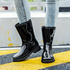 Women's Waterproof Rain Boots Anti slip Chunky Heeled Outdoor Work Boots