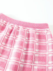 Girls Plaid Knit Sweater & Skirt Set - Autumn/Winter
