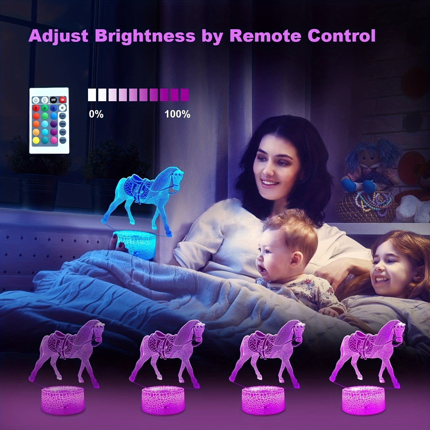 Horse Night Light for Kids with Remote & Smart Touch Lamp