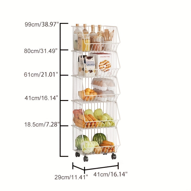 Kitchen Storage Basket Vegetable Fruit Removable Drain Functional Storage