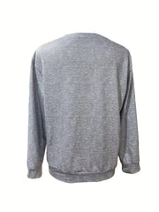 Cat Print Pullover Sweatshirt Crew Neck Fall Winter Women's Clothing