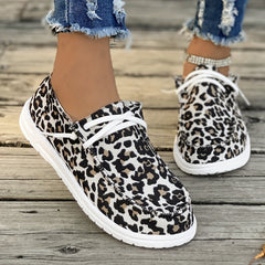 Leopard Pattern Flat Shoes Women's Slip On Casual Shoes Lightweight