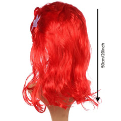 Red Long Curly Mermaid Wig for Halloween Cosplay