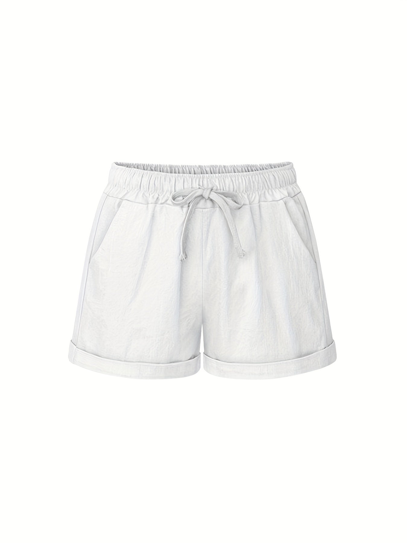 Solid Drawstring Elastic Waist Shorts Plus Size