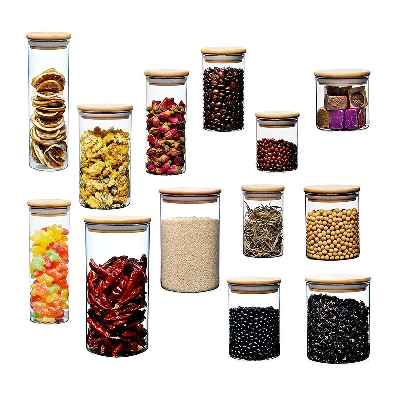 Glass Storage Jar Food Container Airtight Bamboo Lid