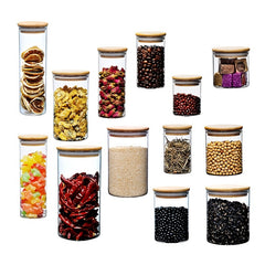 Glass Storage Jar Food Container Airtight Bamboo Lid