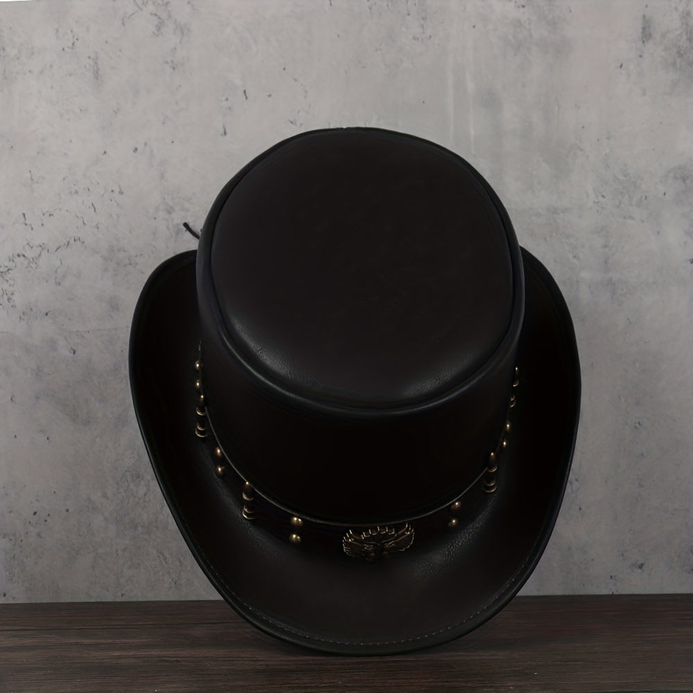 Leather Top Hat President Traditional Fedoras Magician Steampunk Cosplay Cap