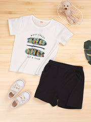 Boy's 2pcs T shirt & Shorts Set GREAT WAVES Print Top Casual Summer Outfits