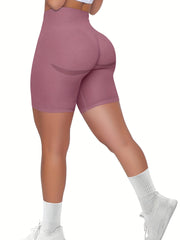 High Waist Butt Lifting Biker Shorts Tummy Control Yoga Gym Shorts