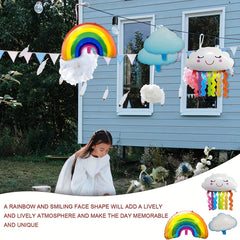 8pcs Rainbow Party Decorations Rainbow Foil Balloon with Tassel & Cloud Balloons