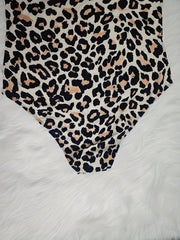Sexy Leopard Print Halter Neck One Piece Swimsuit