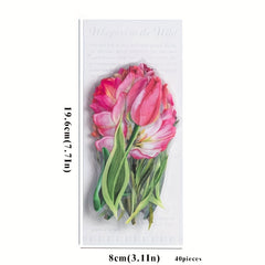 40 Pcs Plant Flower PET Sticker Pack Waterproof Decorative