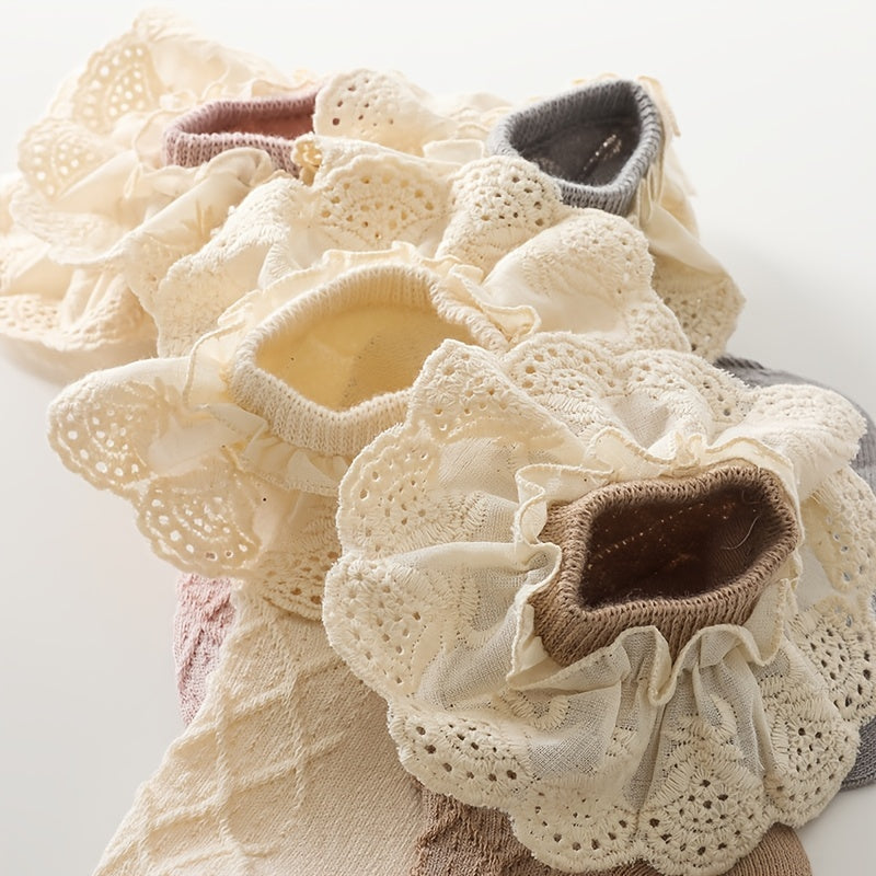 Princess Socks Lace Brim Knit Soft Comfortable Crew Socks