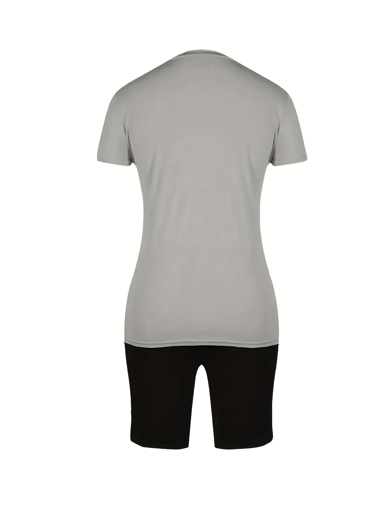 Two Piece Tee & Shorts Outfit Crew Neck T Shirt & Biker Shorts Set
