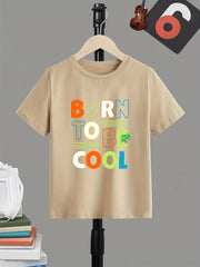 Boy's Letter Print T-shirt Active Short Sleeve Tee for Summer
