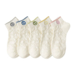 5 Pairs Smiling Face Pattern Socks Low Cut Ankle Socks Women's Stockings