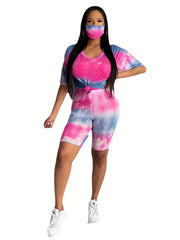 Tie Dye Tee & Biker Shorts 2 Pc Set