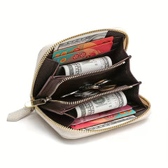 Personalized Rose Leather Wallet for Women