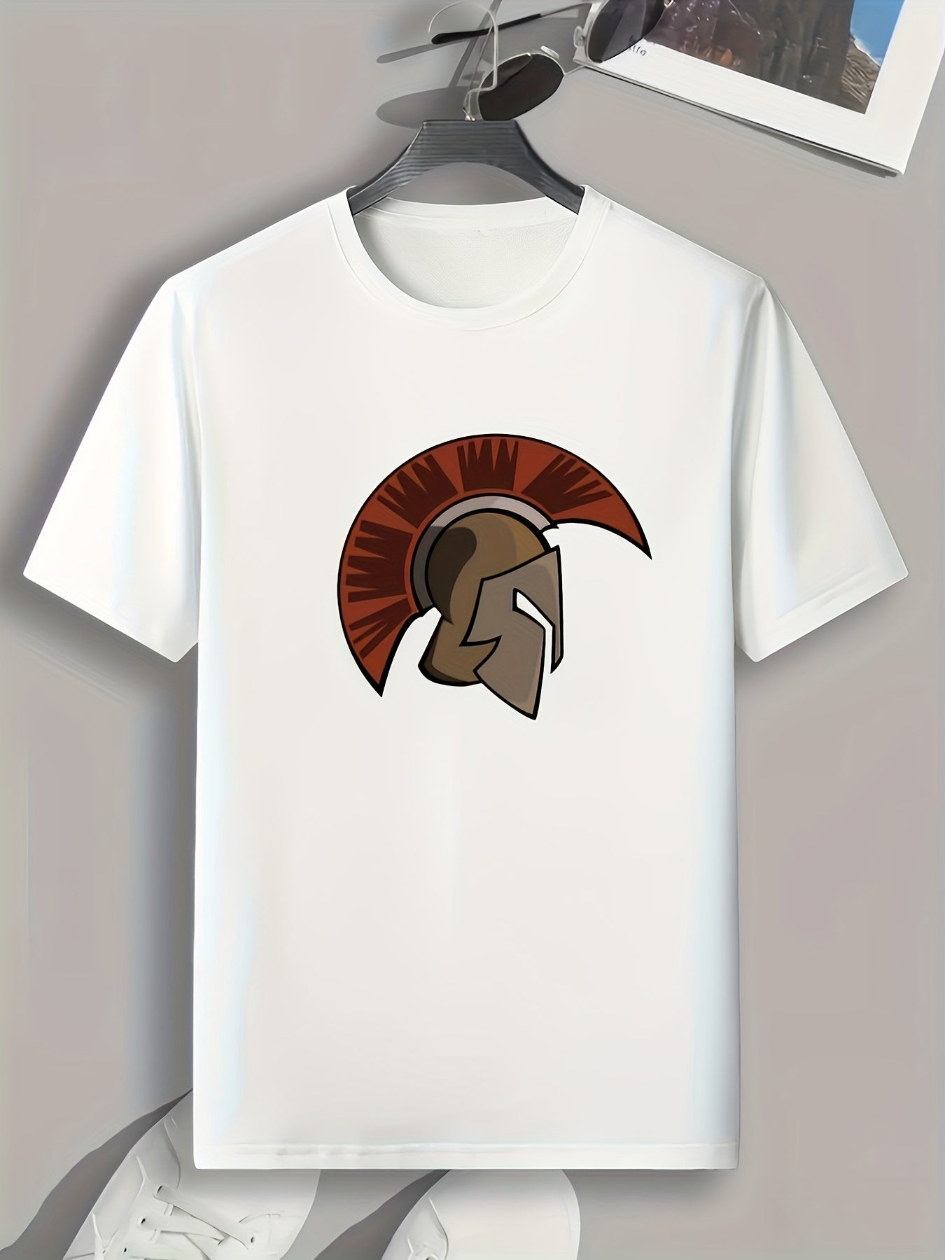 Warrior Pattern Print Men's Sports T-shirt, Outdoor Fitness Clothing