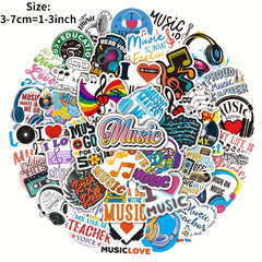 50Pcs Music Doodle Stickers, Waterproof Decorative Stickers for Phone Lap
