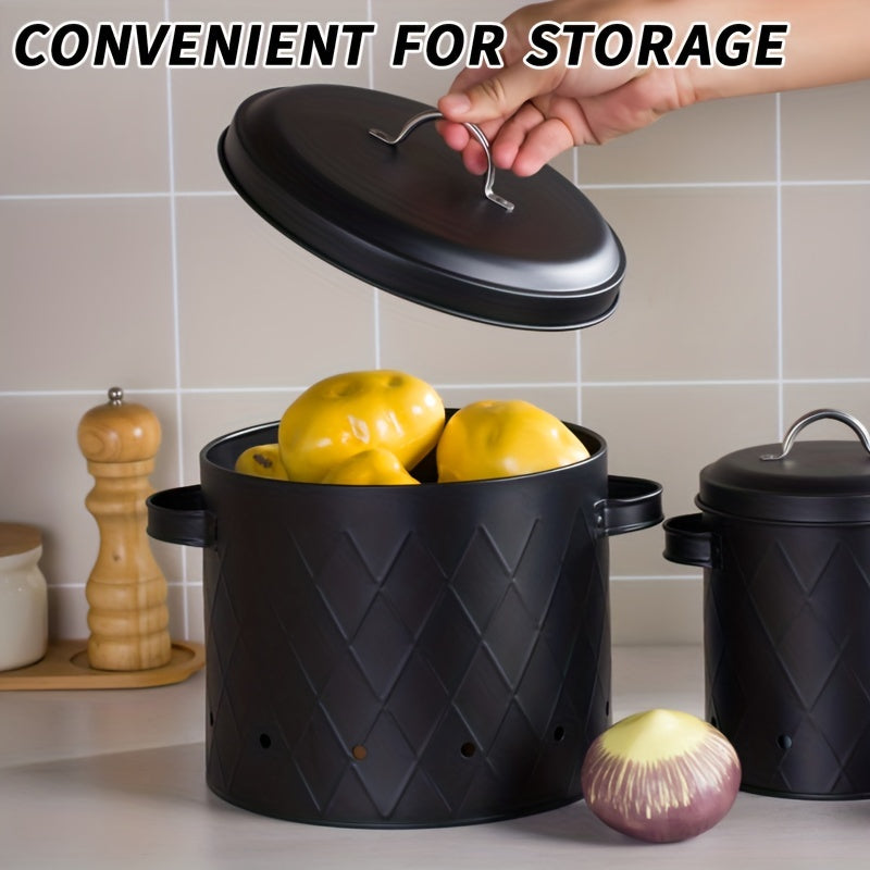 3pcs Set Metal Food Storage Container for Potatoes Onions Bread Coffee Beans