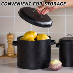 3pcs Set Metal Food Storage Container for Potatoes Onions Bread Coffee Beans