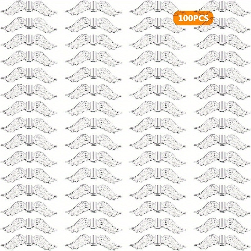 100pcs Angel Wing Spacer Bead Alloy Eyelet Wing Spacer Bead Jewelry Accessories