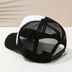 Unisex Block Trucker Hat GOOD THINGS TAKE TIME Print Mesh Baseball Cap
