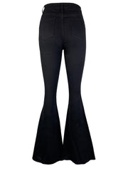 High Waist Ripped Skinny Jeans Distressed Wide Leg Denim Pants