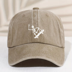 Kids Sunshade Distressed Vintage Baseball Cap with Skull Skateboard Print