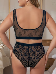 Contrast Lace V Neck Bra & Panty Set