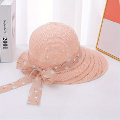 Wide Brim Sun Hat with Ribbon Bowknot for Women