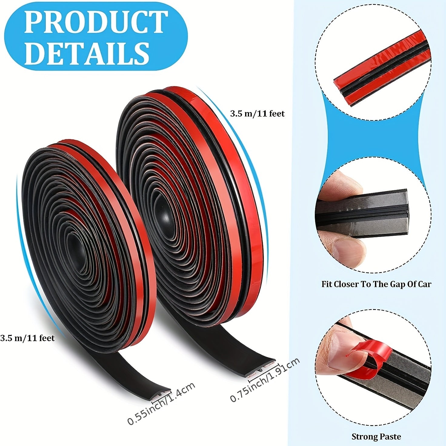 2pcs Car Windshield Strips T-Shaped Sealing Rain Strips
