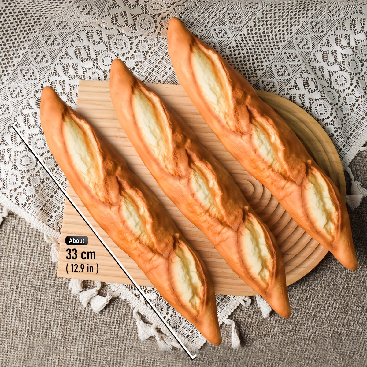 3pcs Realistic French Baguette Models for Baking and Photography