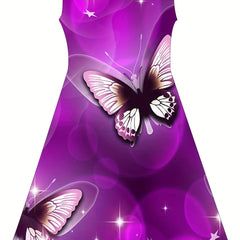 Purple Butterfly Dress for Girls 3D Print Sleeveless Summer Dress