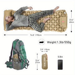 Inflatable Sleeping Pad Air Mattress with Built-in Pump for Travel Hiking