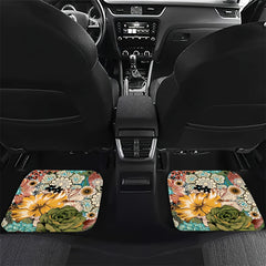 4pcs Colorful Floral Car Floor Mats Absorbent Non-slip Mat