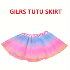 Girls Rainbow Tutu Skirt Dance Ballet Performance 1 5y