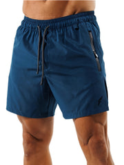 Men's Double Layer Sports Shorts with Zipper Pocket for Gym Workout