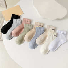 9 Pairs Letter Print Socks Breathable Women's Mid Tube Stockings