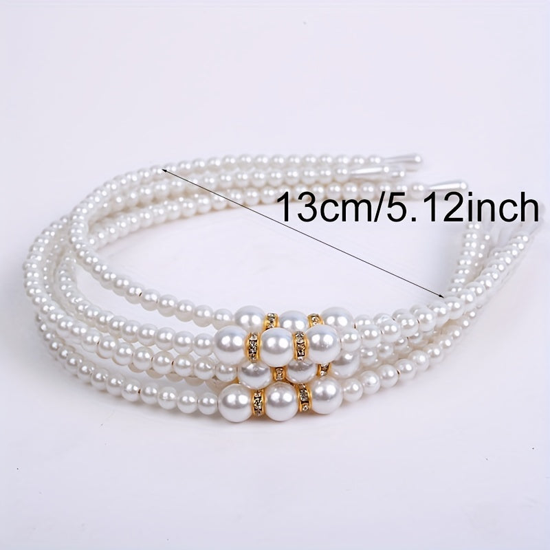 Pearl Inlaid Diamond Children's Headband Princess Style Hairband For Girls