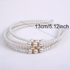 Pearl Inlaid Diamond Children's Headband Princess Style Hairband For Girls