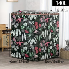 Pattern Storage Box Zipper Dustproof Organizer Foldable Clothes Container